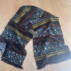 Women’s Boho Geometric Scarf Fringe Wrap Navy Gray Mustard Brown Soft Winter